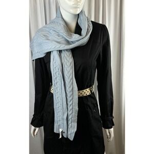Isotoner Cable Knit Scarf Light Blue Acrylic Soft Winter Fashion Accessory 67-09